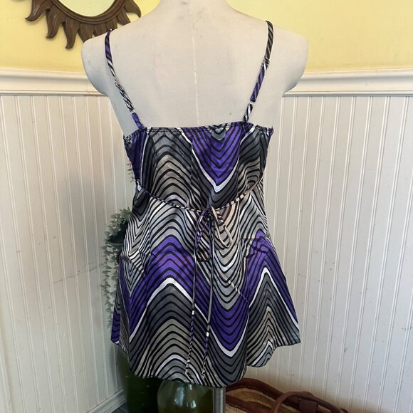 SheScool Womens Sleeveless Chevron-Print Tunic Top With Embellished Neckline L - Picture 2 of 8